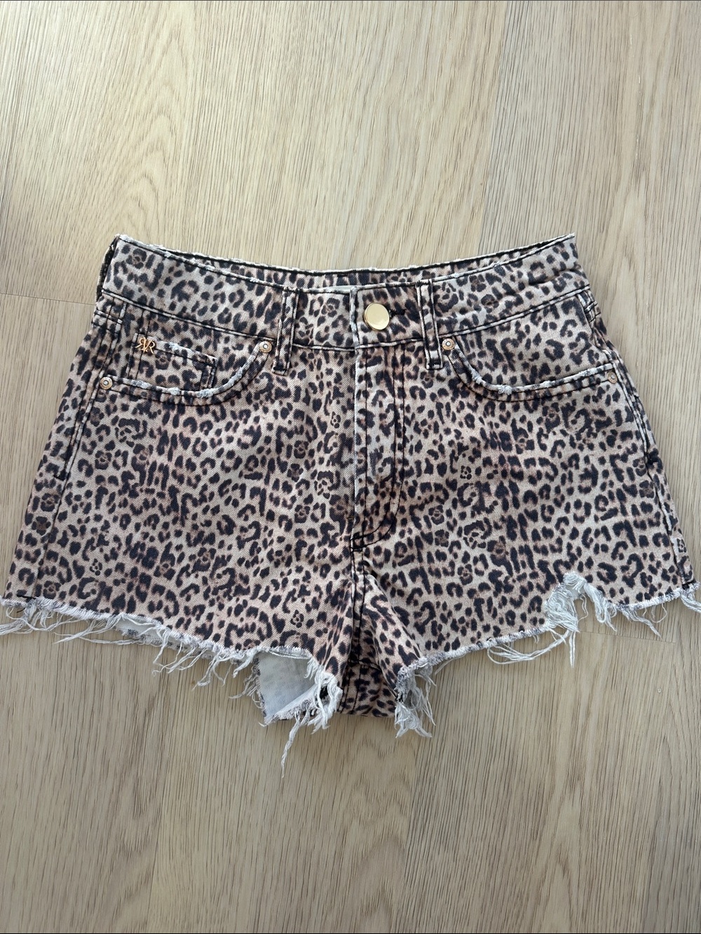 River Island Cheeky Leopard-Print Denim Cutoff Shorts - Tan & Black